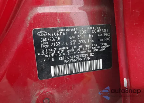 2017 Hyundai Elantra Se from USA, damaged, VIN KMHD74LF2HU099182